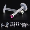 【Hengli jewelry story】25PCS/Lot Zircon monroe Lip Bar Ring Plastic Cartilage Tragus y Girls Piercing Jewelry Anti-allergic. 