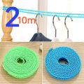 Windproof Anti-Slip Clothes Washing Line Drying Nylon Rope with Hooks 5 Meter Nylon Clothesline Rope Color May Vary. 