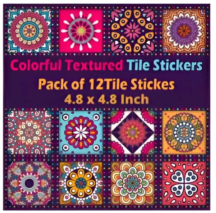 Sticker Tile Designs Tile Stickers Pack of 12 Pieces Self Adhesive Designs For Home - Room ...