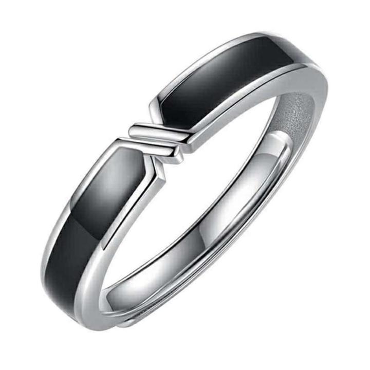 Creative Simple Black and White Adjustable Couple Rings Girl Boy Friend Valentine's Day Jewelry Gift
