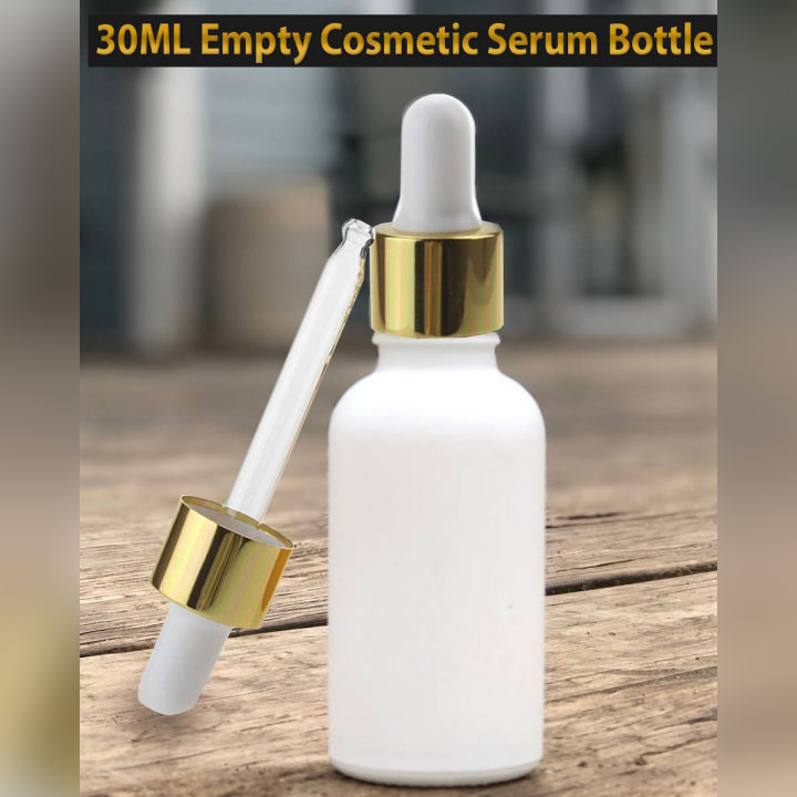 Empty Bottles for Serum White color glass dropper bottle Cosmetic Container with Black Droppers Refillable 30ml( 1Pcs )