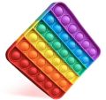Silicon Rainbow Pop It Fidget Toy- Square Shape Stress and Anxiety Relief for Kids & Adults with Sensory Fun. 