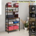 5 Tier Kitchen Rack (5.5 Ft) - Engineered Wood Floor Standing Storage Shelf with Sturdy Metal Frame for Living Room, Study Room Multipurpose Baker’s Rack L 2.5 x B 1.2 Ft - Wood Colour. 