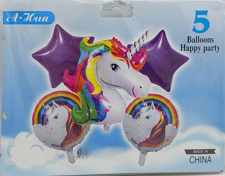 UNICORN FOIL BALLOON PACK OF 5 FOIL BALLOONS