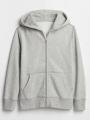 Grey Fleece Zipper Hoodie for Men. 