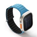UNIQ Revix Evo Reversible Magnetic Apple Watch Strap for Series 1-8, & SE 49/45/44/42MM – Black / Blue. 