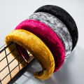 2020 Female sponge Bezel Head Silk Padded Headband for Women Solid 4cm Wide Thick Hair Hoop Hairband Cotton Blends Headbands. 