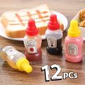 4/12Pcs Mini Portable Sauce Bottles Ketchup Bottle for Lunch Boxes - Travel-Friendly Plastic Condiment Dispensers with Ketchup, Mayonnaise, Mustard, and Jam Labels - Ideal for Picnics and On-the-Go Meals. 