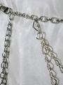 Elegant Multi-Layer Metal and Beads Chain Waist Belt. 