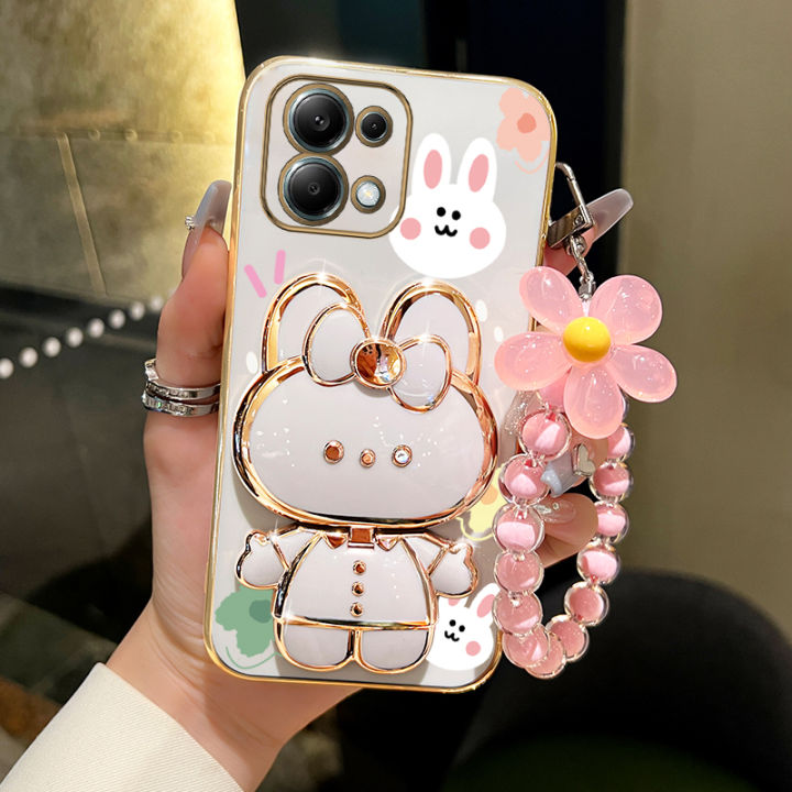 note13 Flower Strap Cute Rabbit Phone Holder Case On For Xiaomi Redmi Note 13 Pro 13pro Redmi 13C A3 A1 Plus 4G 5G Stand Cover