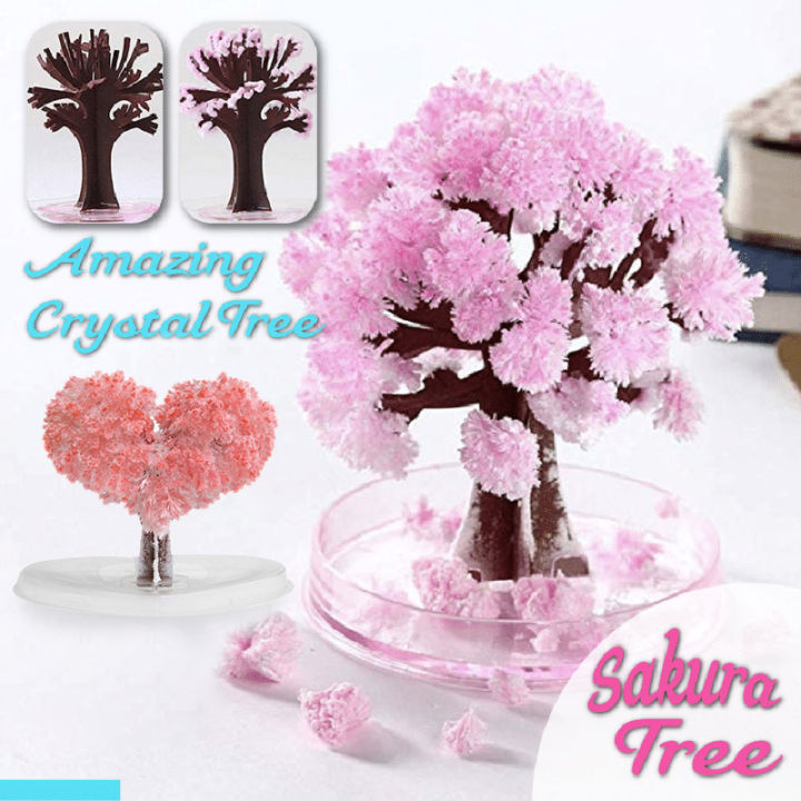 Magic Growing Tree Paper Sakura Crystal Trees Desktop Cherry Blossom Toys Artificial Flowers Decorations Party Supplies