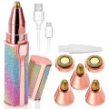 2 in 1 Flawless Eyebrow Hair Remover Stylish & Fashionable Rechargeable Facial Hair Trimmer for Women Painless, Portable & Precise Epilator for Women with LED Light Suitable for Facial, Legs, Armpit and Bikini Area. 