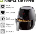 Tower T17067 Vortx Family Size Digital Air Fryer with Rapid Air Circulation, 60-Minute Timer, 4L, 1400W, Black. 