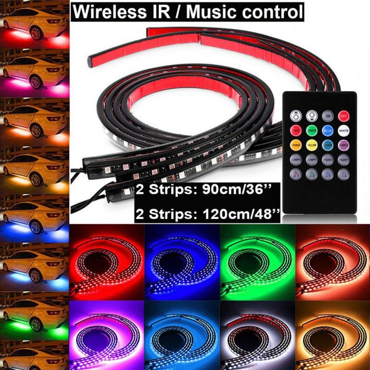 4pcs Multi-Color RGB 252 LED 5050 SMD Strip Under Car Tube Underglow Underbody System Waterproof Neon Light Kit 120X90cm