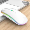 Wireless Mouse, Rechargeable Slim Silent Mouse 2.4G Portable Mobile Optical Office Mouse with USB Receiver. 