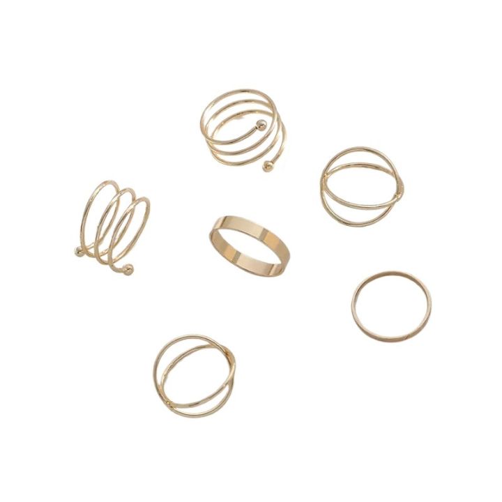 Pack of 6 Rings For Girls Vintage Jewelry Joint Finger Ring Gold Black Silver Stackable Rings Set For Women Birthday Gift For Girl 6 Pieces Rings For Girls Wedding Gift Anniversary Gift For Women Soomas Mart Rings