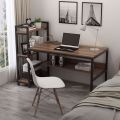 Computer Table 4 Tier Storage Shelves Student Study with Bookshelf Modern Wood Desk Gaming PC Laptop Desk Work Table. 