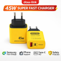 Daw-link 45W Super Fast Charger | Dual Port USB-C + USB-A | PD 3.0 & QC 3.0 Fast Charging Adapter for Samsung, iPhone, Xiaomi, Oppo, Vivo, Realme, OnePlus & More. 