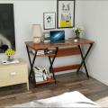 Computer Desk Modern Rustic Desk with Storage Rack Office Desk Wooden Appearance X Cross Desk. 