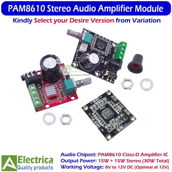 Pam Audio Module PAM8610 Stereo Audio Amplifier Board Module 15W+15W DC 12V Class D Dual ...