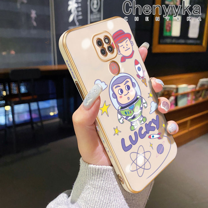 Chenyyka For Moto G9 Play G9 Plus G9 Power Case Cartoon Buzz Lightyear Pattern New Design Plating Silicone Phone Cases Full Cover Camera Lens Protection Shockproof Shell Soft Case