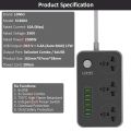 Original LDNIO Power Extension Board with USB Port,3 Way High Quality Electric Extension Lead Universal International Socket & Smart 6 USB Charging Ports 3.4AFast Charging Station 10A 2500W With Built-In Power Switch,. 