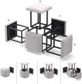 5-In-1 Cube Nesting Ottoman Stool, Footstool, Stackable Sofa Chair, With Casters. 