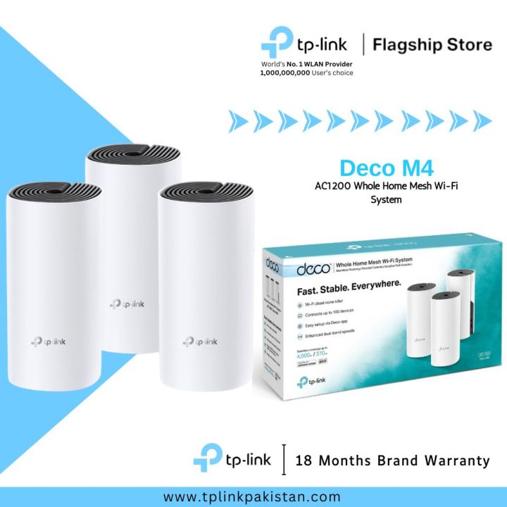 TP-Link Wi-Fi Deco M4 ( 1 Pack / 2 Pack / 3 Pack ) AC1200 Dual Band Whole Home Mesh Wi-Fi System - 18 Months Brand Warranty