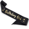 Birthday Girl Slash in Black and Golden Banner For Birthday Party. 