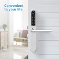 Ruveno Slim Smart Fingerprint Door Lock with Handles, Keyless Entry Door Lock, Bluetooth Fingerprint Keypad Card Keyless Unlock for Aluminum Swing Wooden Door(Grey). 