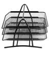 Heavy Duty Metal 3 Tier Desktop Document Letter Tray, Black. 