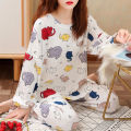 Female Pajamas Colorful Female Soft Pajama Top with Long Pants. 