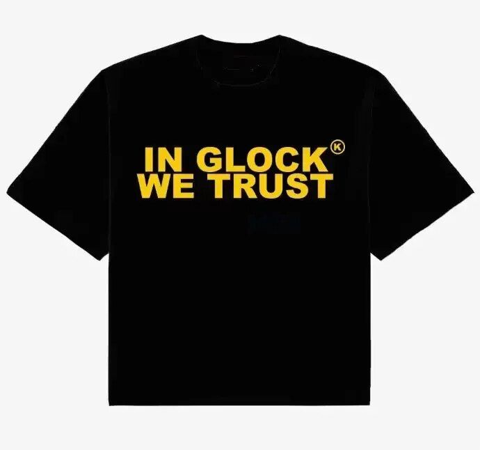 NG T Shirt Mens Harajuku Hip Hop in Glock We Trust Graphic Print Round Neck Cotton TShirt Gothic
