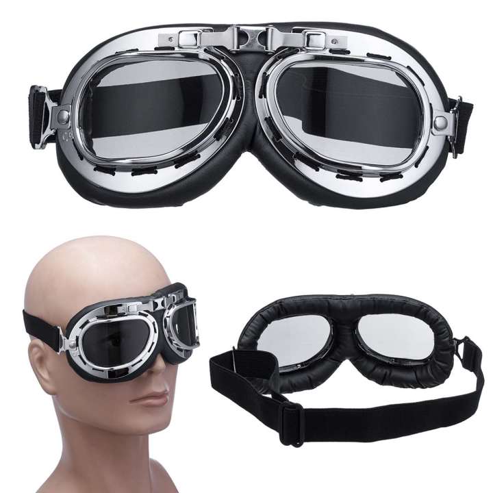 【Atoztide KKK Store】Motorcycle Retro Vintage Goggle Eyewear Goggle Glasses Protection Motocross Scooter Bike