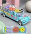 Transparent Music Gear School Bus Car Model Musical Led Light Early Education Funny Kids Toy Gift. 