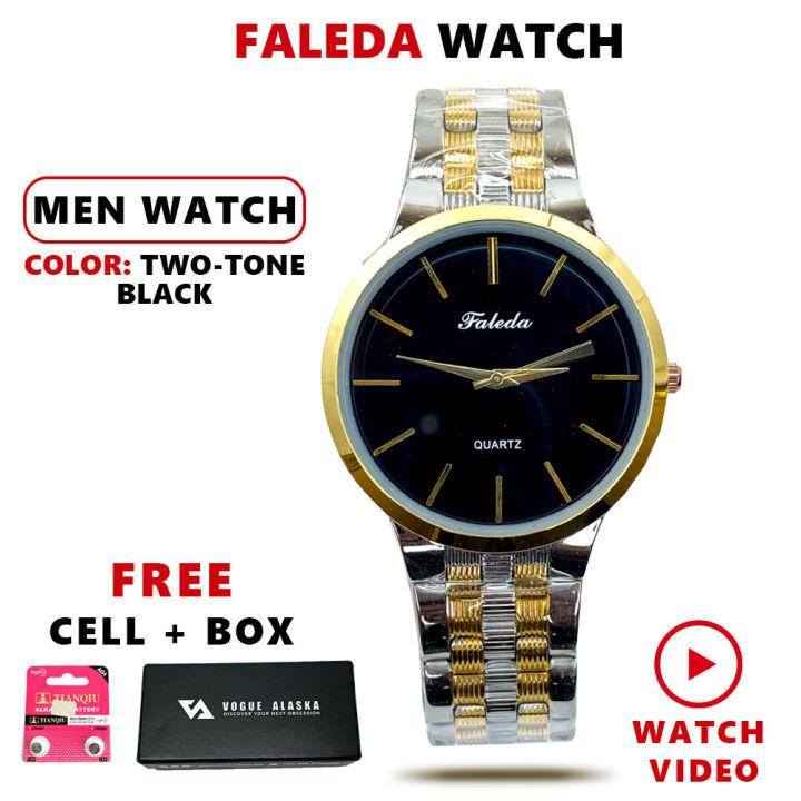 FALEDA Branded Fashion Quartz Stainless Steel Waterproof Wrist Watch for Men