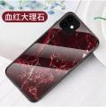 For Iphone 11 Marble Case, Gemstones Glass Back + Soft TPU Frame Patterned Shockproof Cover Casing. 