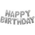 Silver Happy Birthday Foil Balloon For Birthday Party Decoration with '10'pcs Blue,'10'pcs Black, '10'pcs Silver Latex Balloons Theme Set For Birthday Decoration and Celebrations- Birthday accessories. 