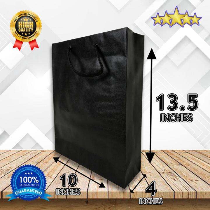 BLACK PAPER BAGS  Pack of 8 Premium Quality Black Paper Bags  (IMPORTED PAPER) of 13.5 x 10 x 4 inches