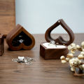Wooden Box Ear Stud Earrings Jewelry Box Ring Box Heart-shaped Walnut Pair Ring Storage Packaging Gift Box. 