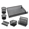 6 Pieces Office Stationery mesh metal desk table organizer set. 