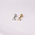 1Pc Stainless Steel Thick Rod Piercing Jewelry Simple Zircon Ear Bone Studs Fashion Screw Ball Ear Studs. 