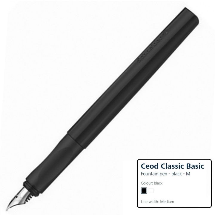 Schneider Ceod Classic Fountain Pen - Stainless Steel Nib with Iridium Tip (M) - Ergonomic Grip (Made in Germany) Ink Pen