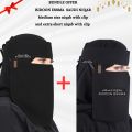Niqab for Girls  Saudi Style PACK OF 2 10X12 AND 13X 13 Bidoon Essma Label and logo steel clip | Niqab and Hijab for girls Women Gift |Saudi forehead Niqab Imported Korean fabric |Ready to wear Hijab Niqab | Princess Niqab Hijab Zip Forhead Niqab Patti. 