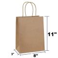 Pack of 20 Paper Bags 8 X 11 X 3 Gift Bags, Party Bags, Shopping Bags, Kraft Bags, Retail Bags, Merchandise Bags, Brown Paper Bags with Handles Bulk 110Grams. 