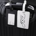 PU Leather Luggage Tags Bride Groom Suitcase ID Address Holder Baggage Boarding Tag Portable Label Couples Travel Accessories. 