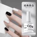 Classic Pure Black Pure White Nail Polish Glue 2025 New Whitening Long-lasting Black and White Light Therapy Gel for nail art. 