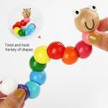 【Happier】 Colorful Animal Wooden Twist Worm Puzzles Caterpillar Kids Educational Animal Crocodile Toys Baby Montessori Finger Toys. 
