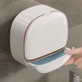 Luxury Soap Holder with Drain Tray, Waterproof Soap Dish with Drainage Box, Soap Box, Soap Dish with Lid, Wall Mounted Drain Soap Box with Flip Lid for Bathroom. 