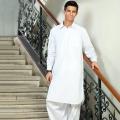 White Pure Cotton Kameez Shalwar For Men. 